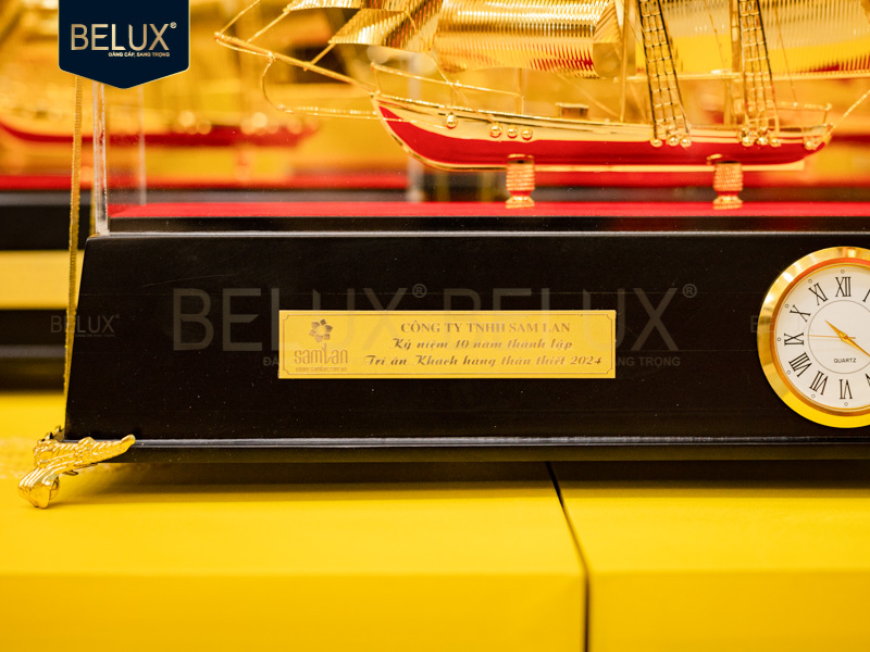 Lô thuyền đồng hồ Sam Lan  36x31x12cm mạ vàng 24k thiết kế theo yêu cầu